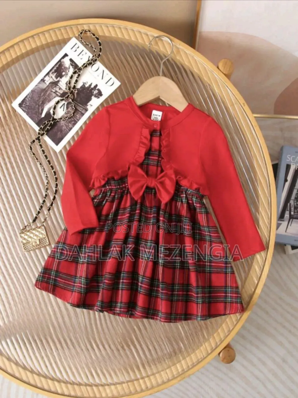 Baby Girl Plaid Patchwork Ruffled Hem Stand