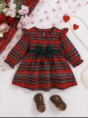 Baby Girl Plaid Patchwork Ruffled Hem Stand