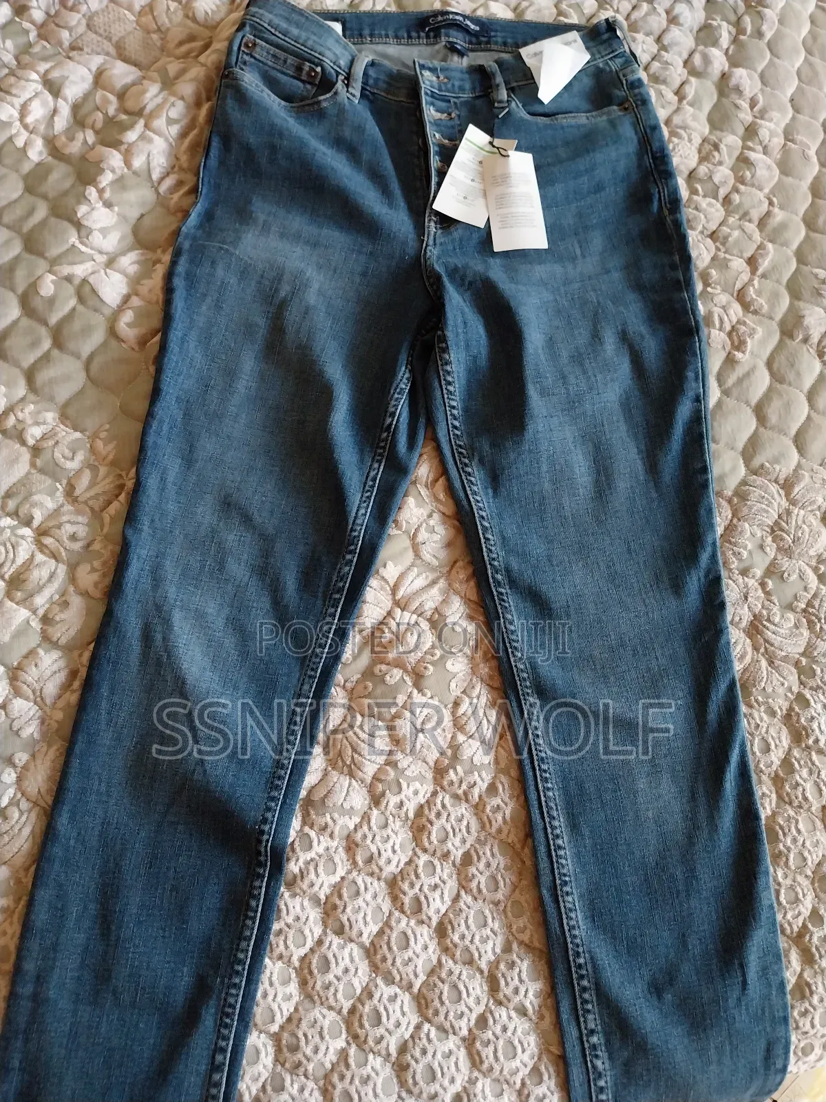 Pair of Women's Skinny High-Waist Denim Jeans.