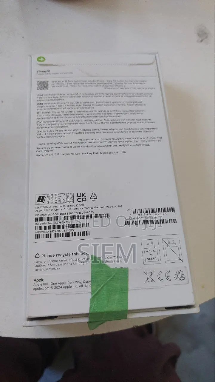 New Apple iPhone 16 128 GB Black