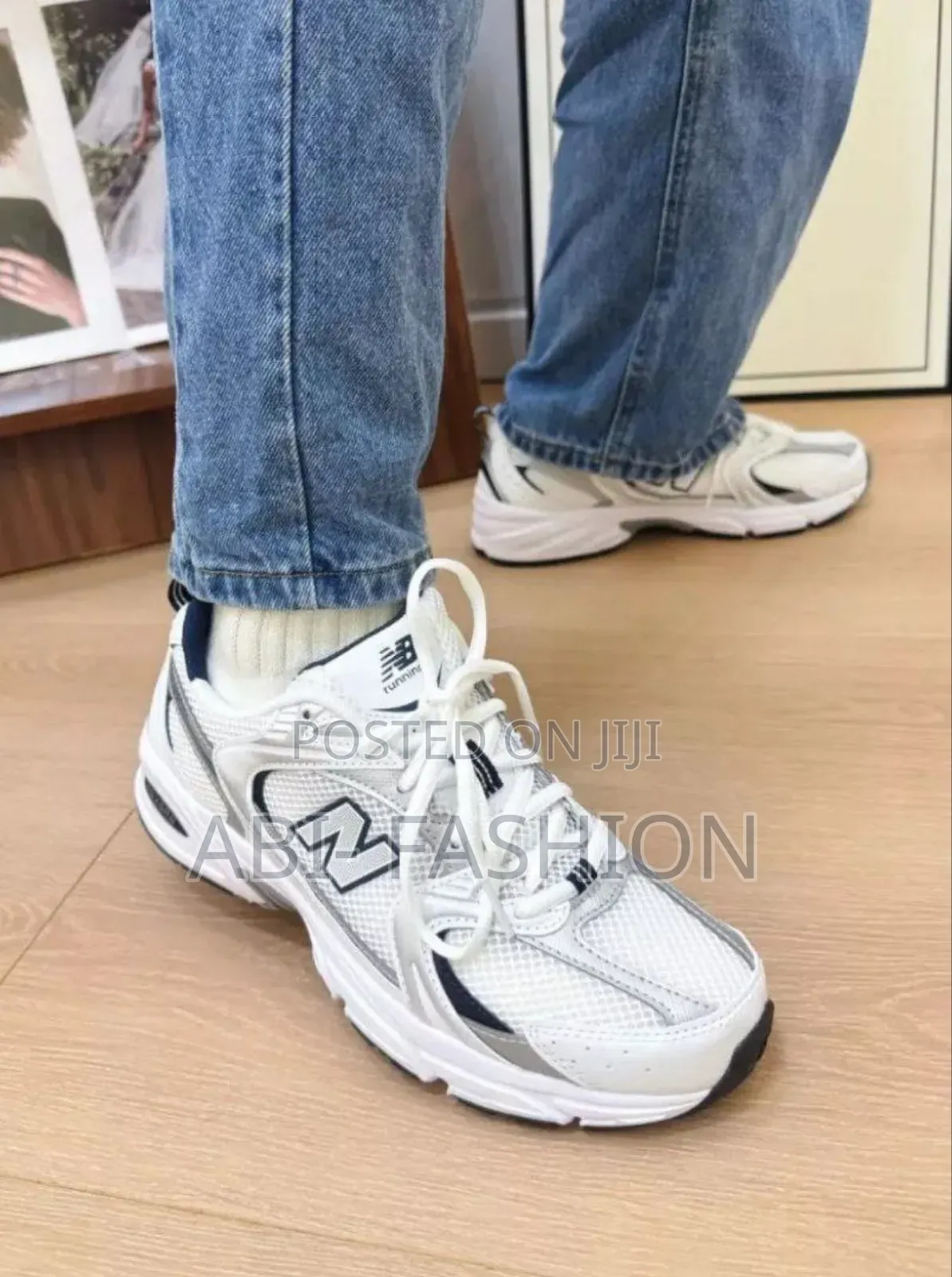 New Balance 530 Sneaker White, Silver, and Navy Shoes