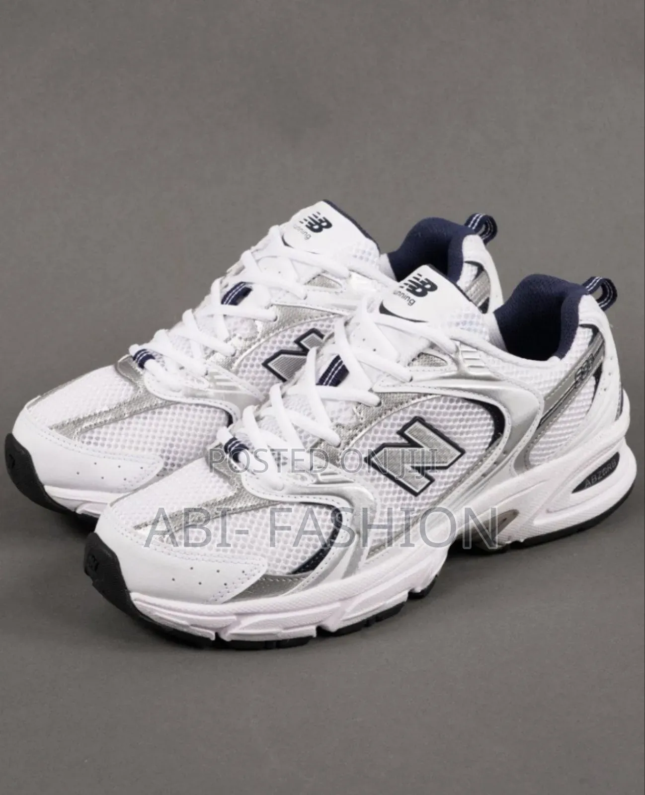 New Balance 530 Sneaker White, Silver, and Navy Shoes