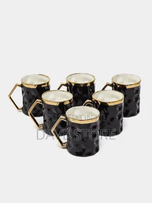 6set Ceramic Mugs With Golden Stand