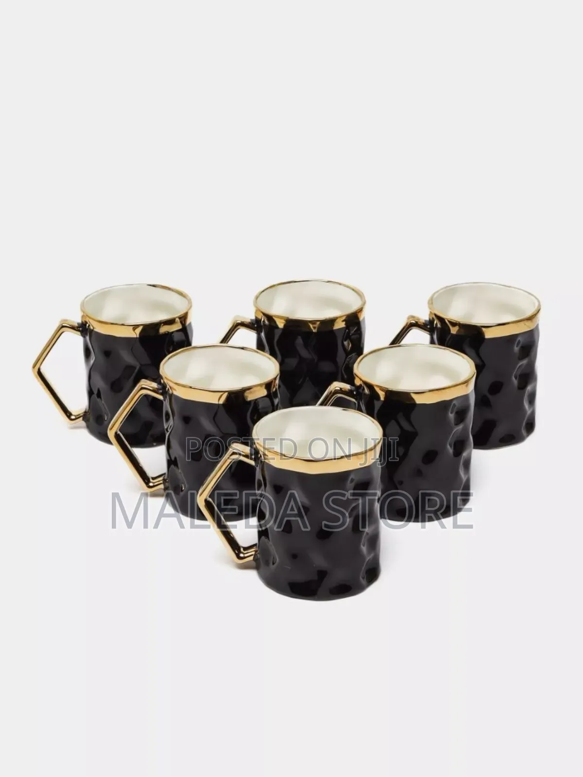 6set Ceramic Mugs With Golden Stand