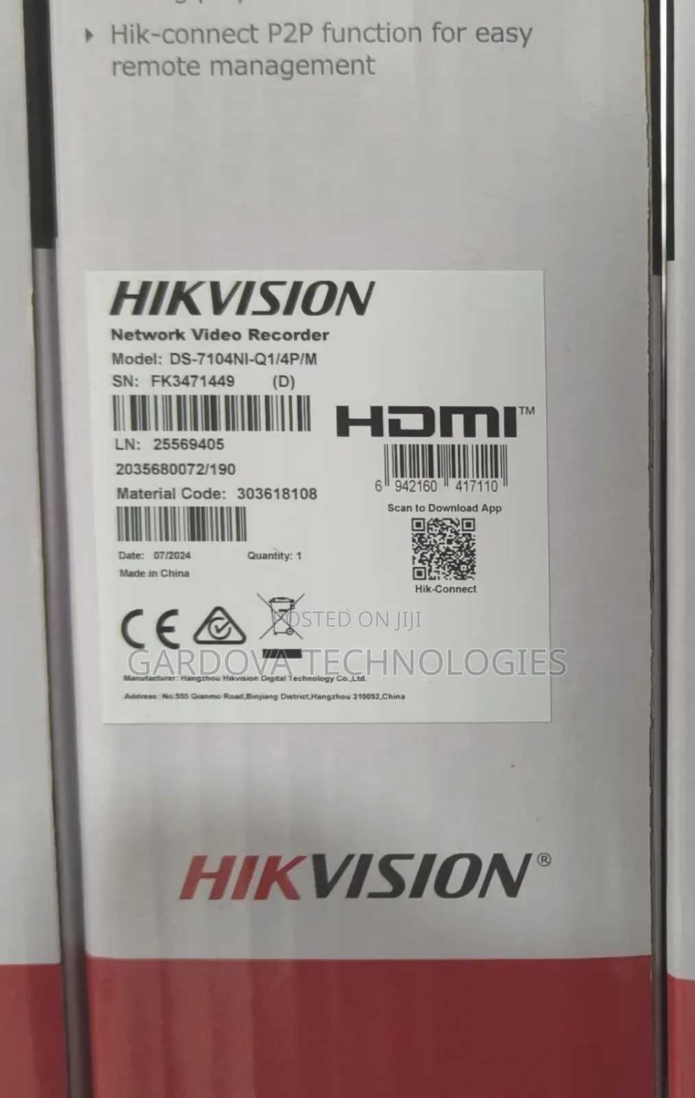 Hikvision 4-Channel Network Video Recorder (Nvr)Ds-7104ni-Q1/4p/M