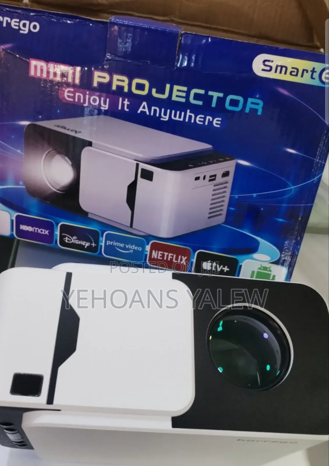 Borrego T6 Ultra Hd Android Projector • Projection Size: About 30"-