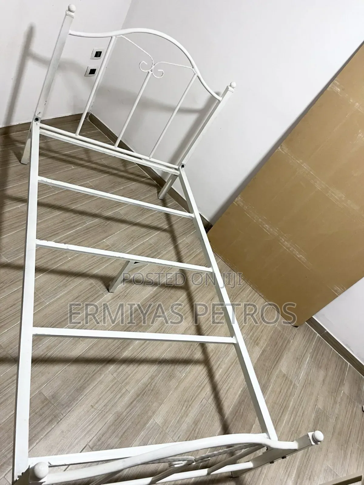 Metal Single White Bed