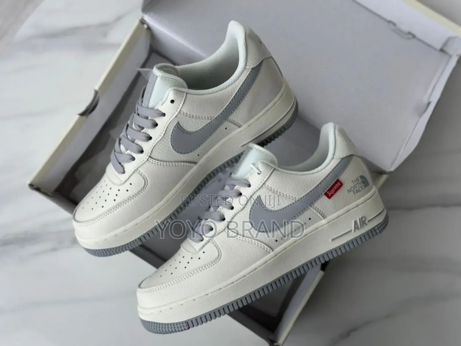Nike Air Force 1 Supreme the North Face White Gray Fashion Shoes