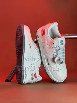 Nike Air Force 1 Supreme the North Face White Gray Fashion Shoes
