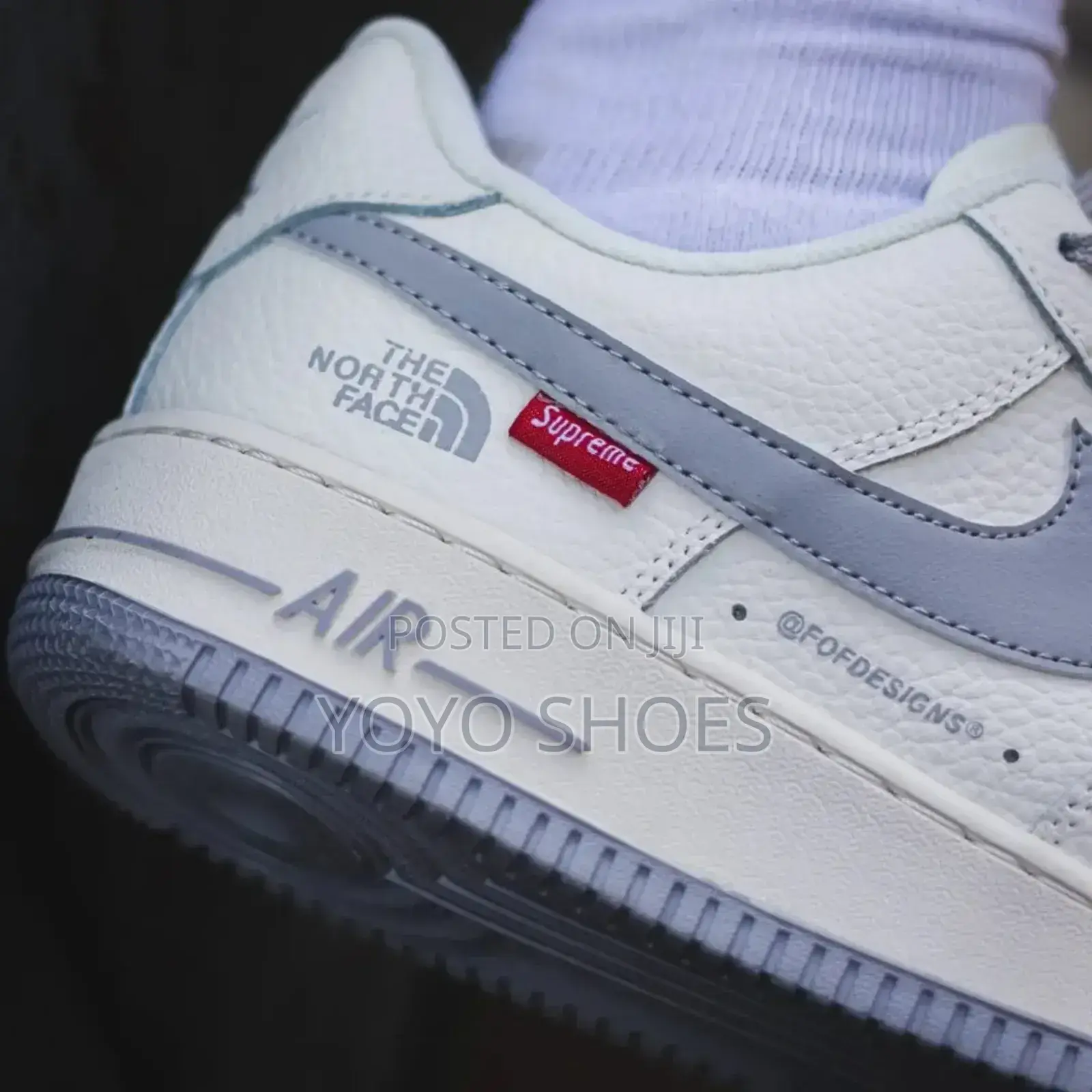 Nike Air Force 1 Supreme the North Face White Gray Fashion Shoes
