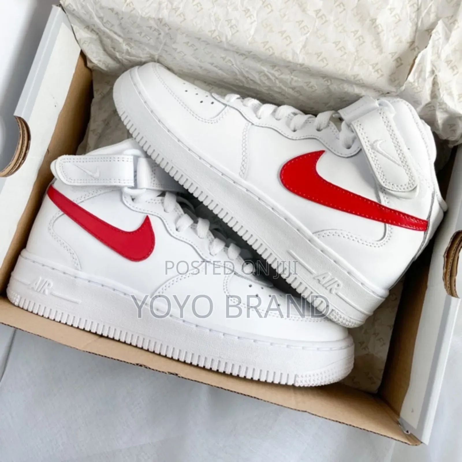 Nike Air Force 1 High Og White Red Strip Fashion Boots