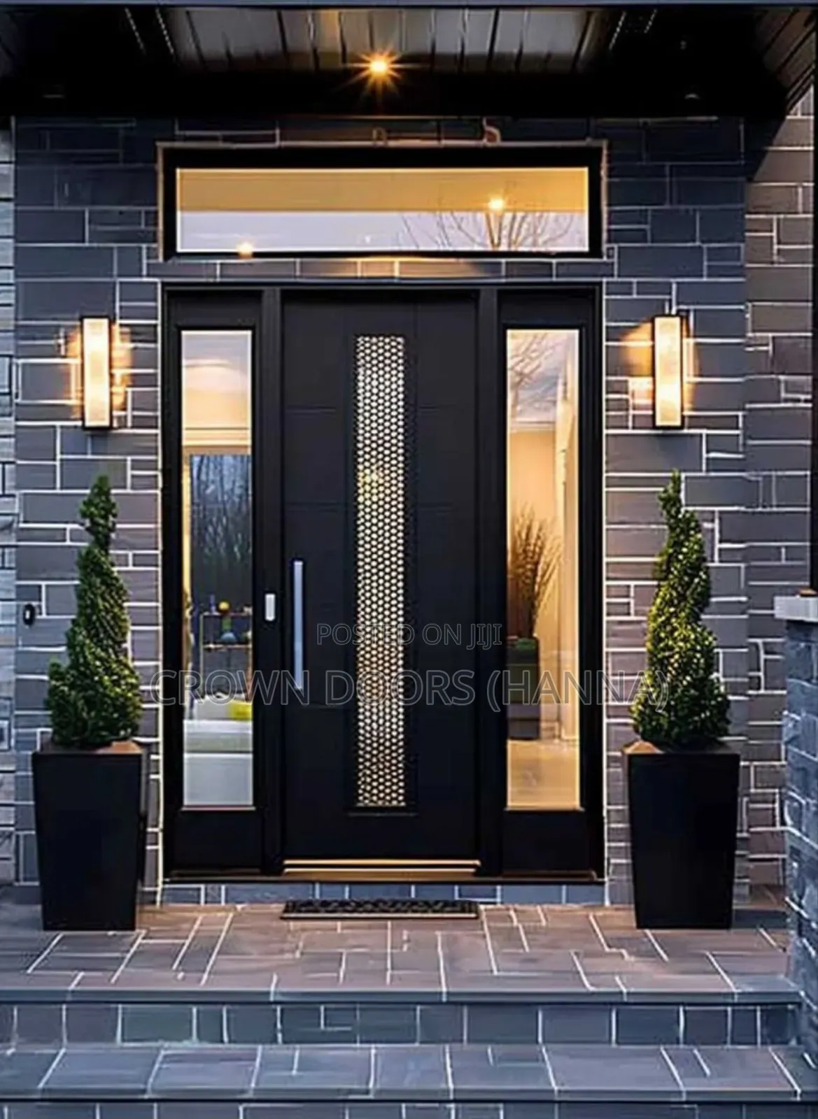 Crown Door /Main Gates/ Made of Natural Stone Wooden Fiber