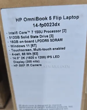 New Laptop HP OmniBook 5 Flip 16GB Intel Core I7 SSD 512GB