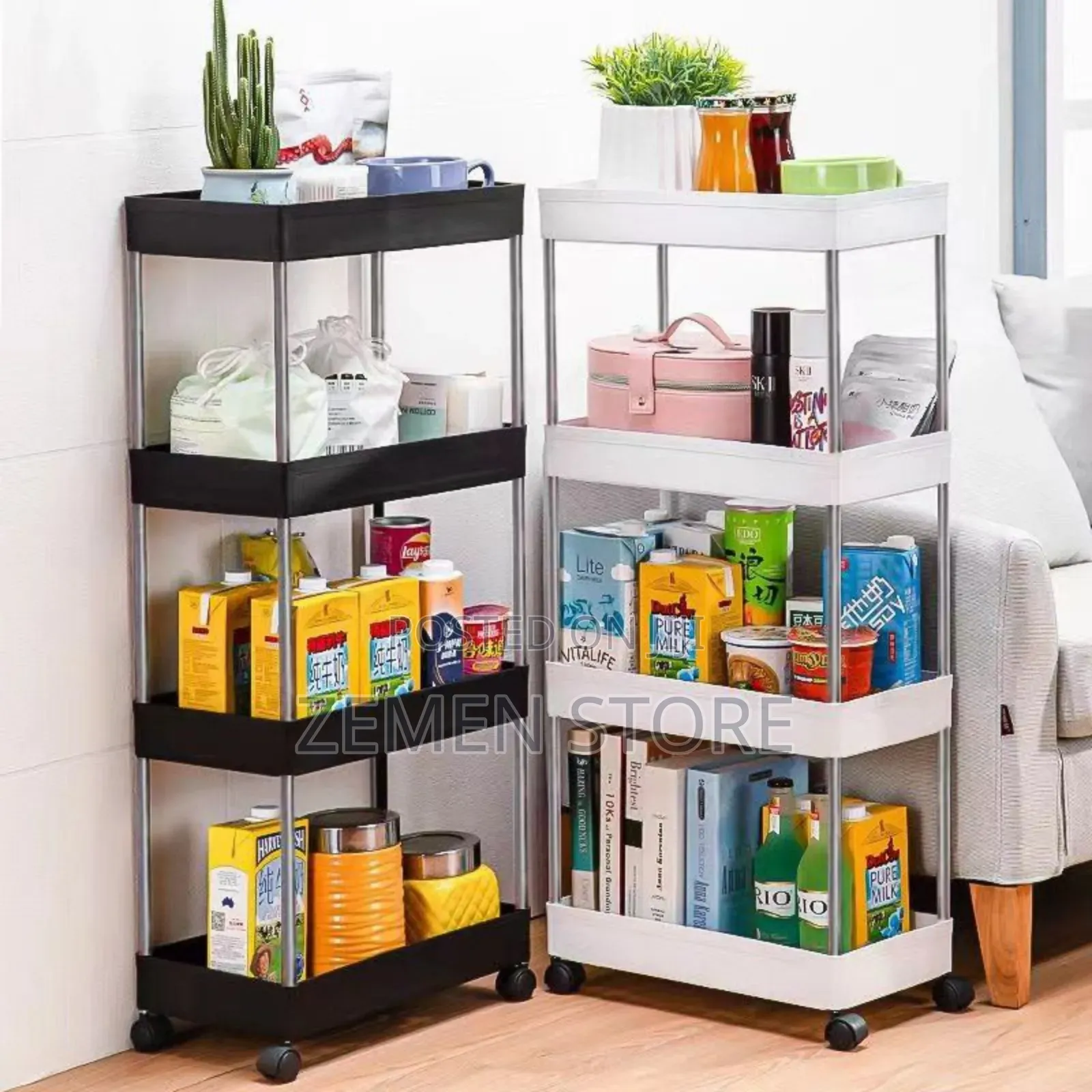 ተንቀሳቃሽ የዕቃ መደርደሪያ | 4-Layer Movable Kitchen Storage Rack