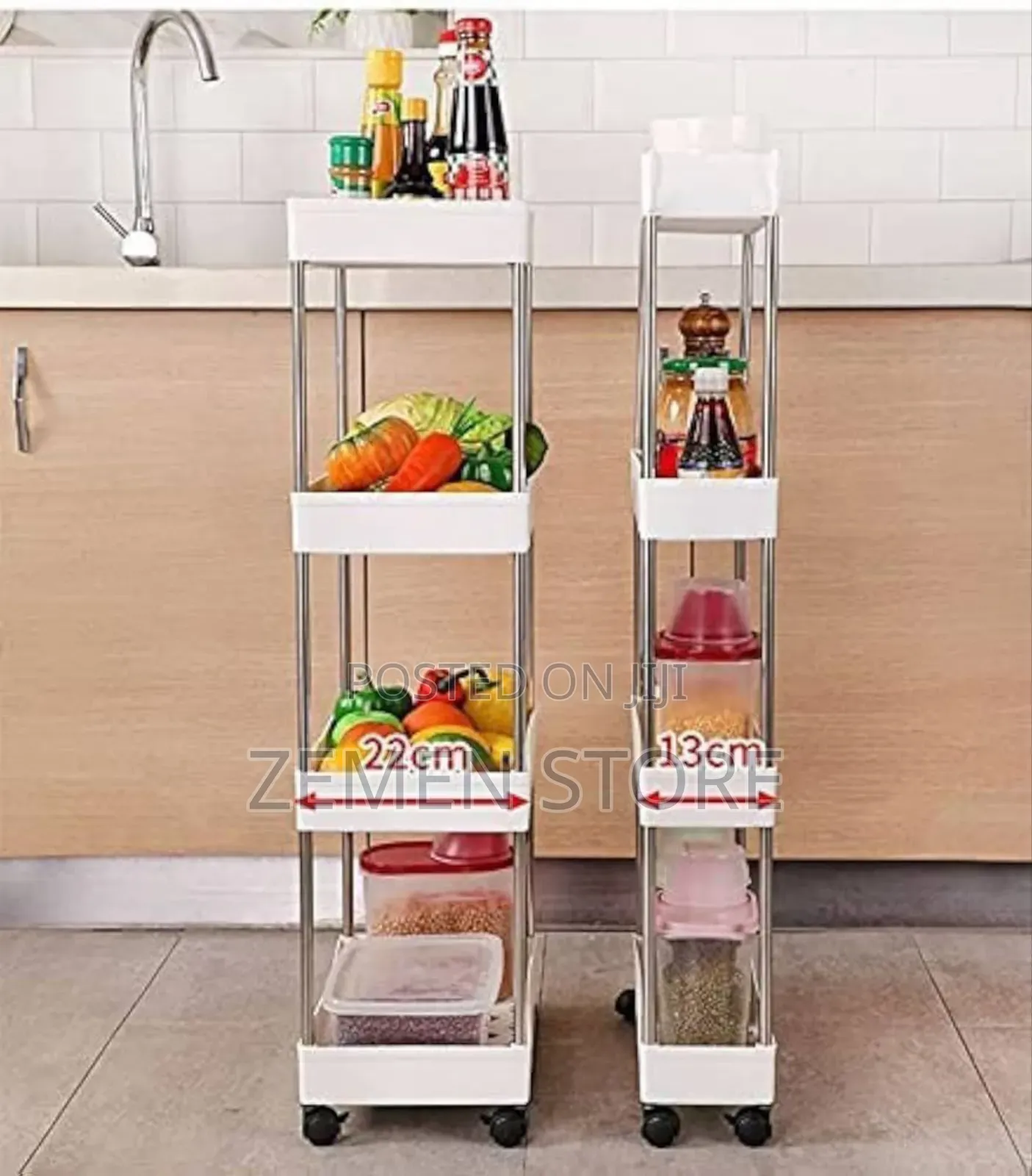 ተንቀሳቃሽ የዕቃ መደርደሪያ | 4-Layer Movable Kitchen Storage Rack