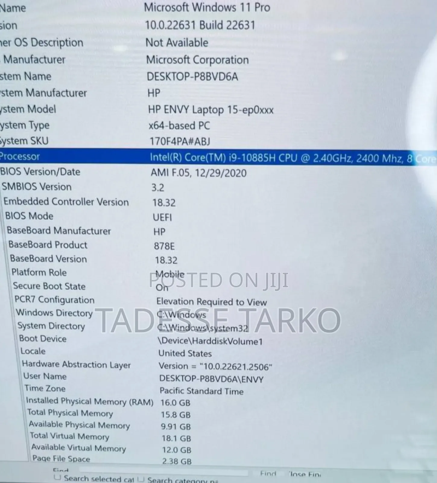 New Laptop HP Envy Pro 16GB Intel Core I9 SSD 1T