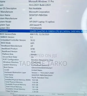New Laptop HP Envy Pro 16GB Intel Core I9 SSD 1T