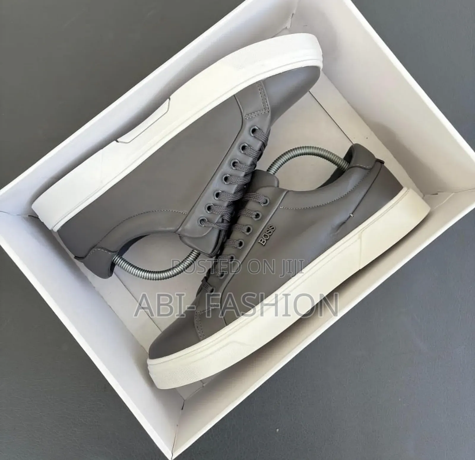 Boss Mens Flat Grey Leather Master Quality