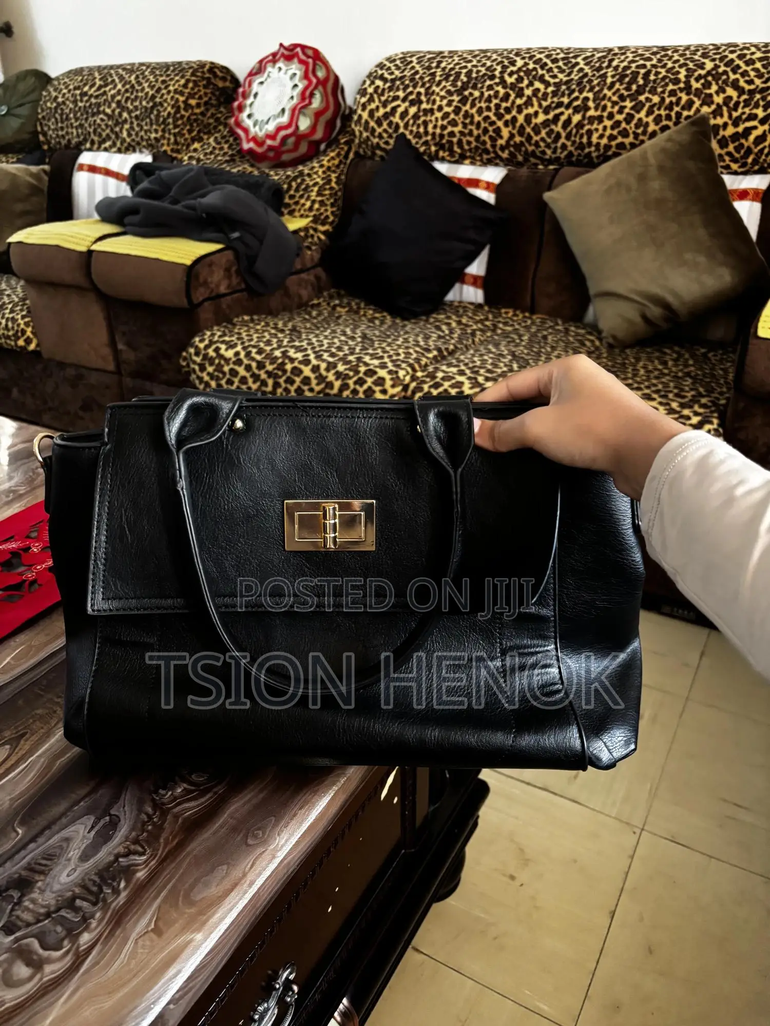 Black Synthetic Hand Bag