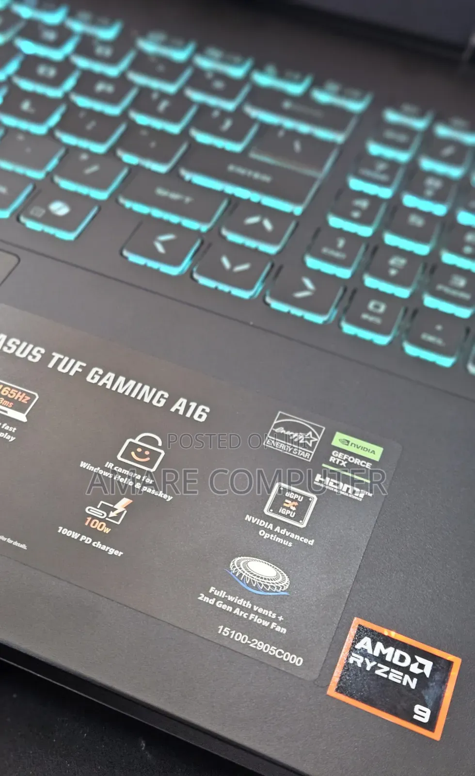 New Laptop Asus TUF Gaming A16 32GB AMD Ryzen 9 SSD 1T