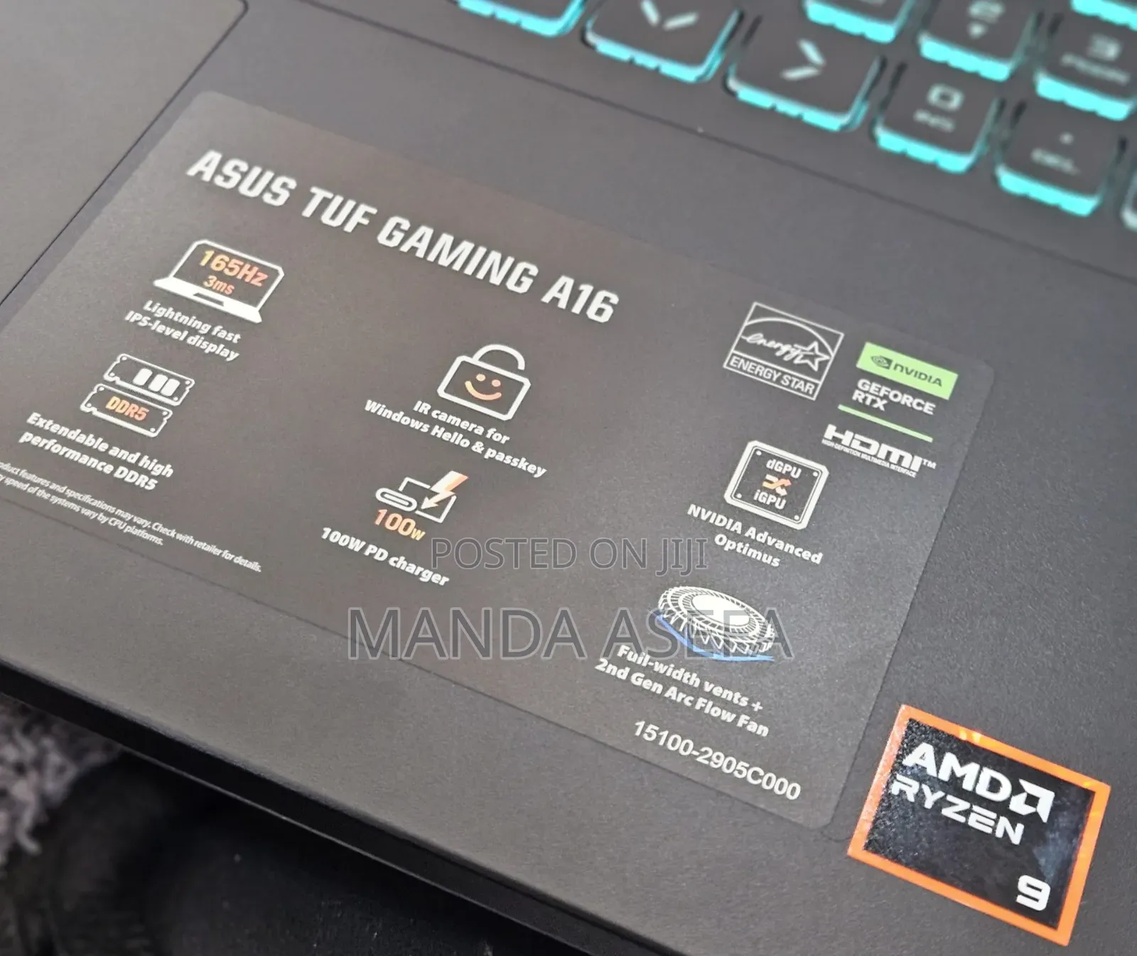 New Laptop Asus TUF Gaming A16 32GB AMD Ryzen 9 SSD 1T