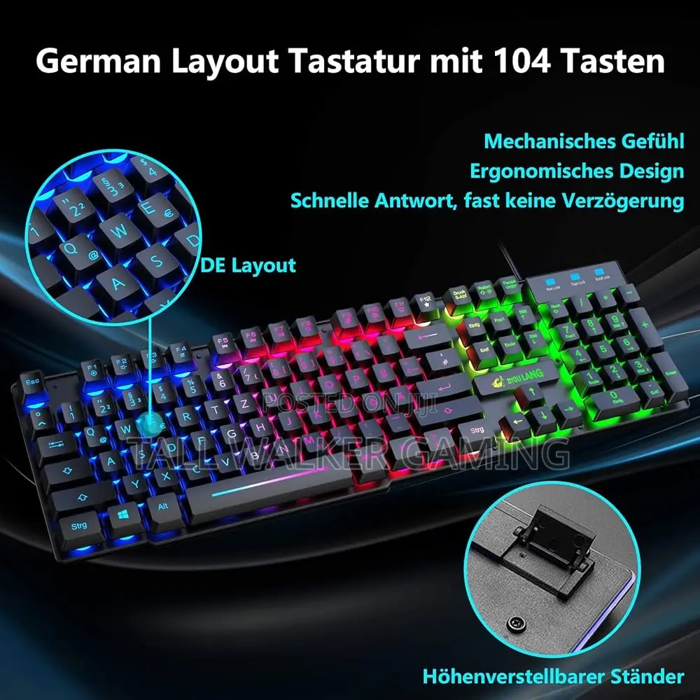 Ziyou Lang Qwertz Gaming Keyboard and Mouse Set