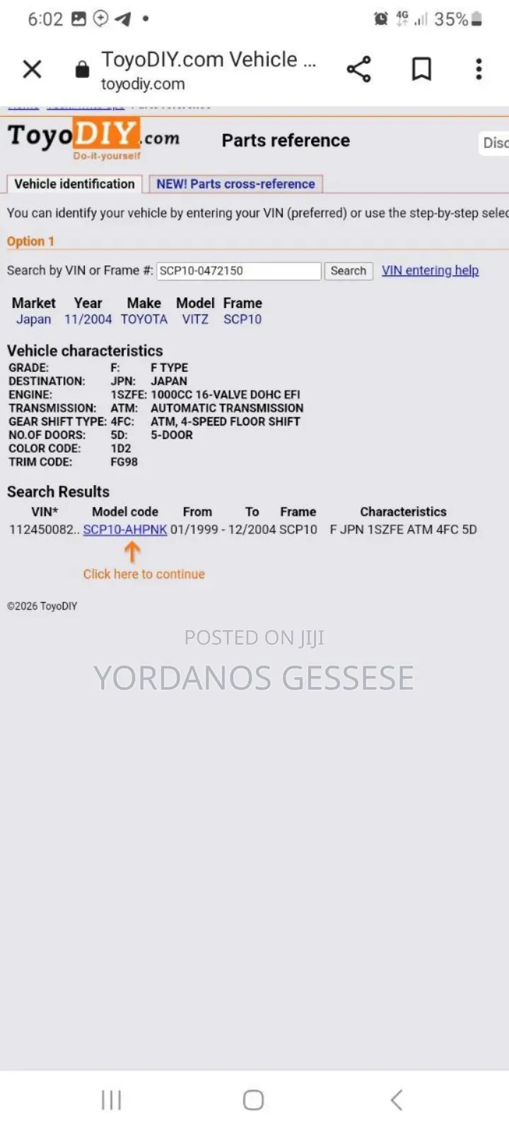 Toyota Vitz 2004 Silver