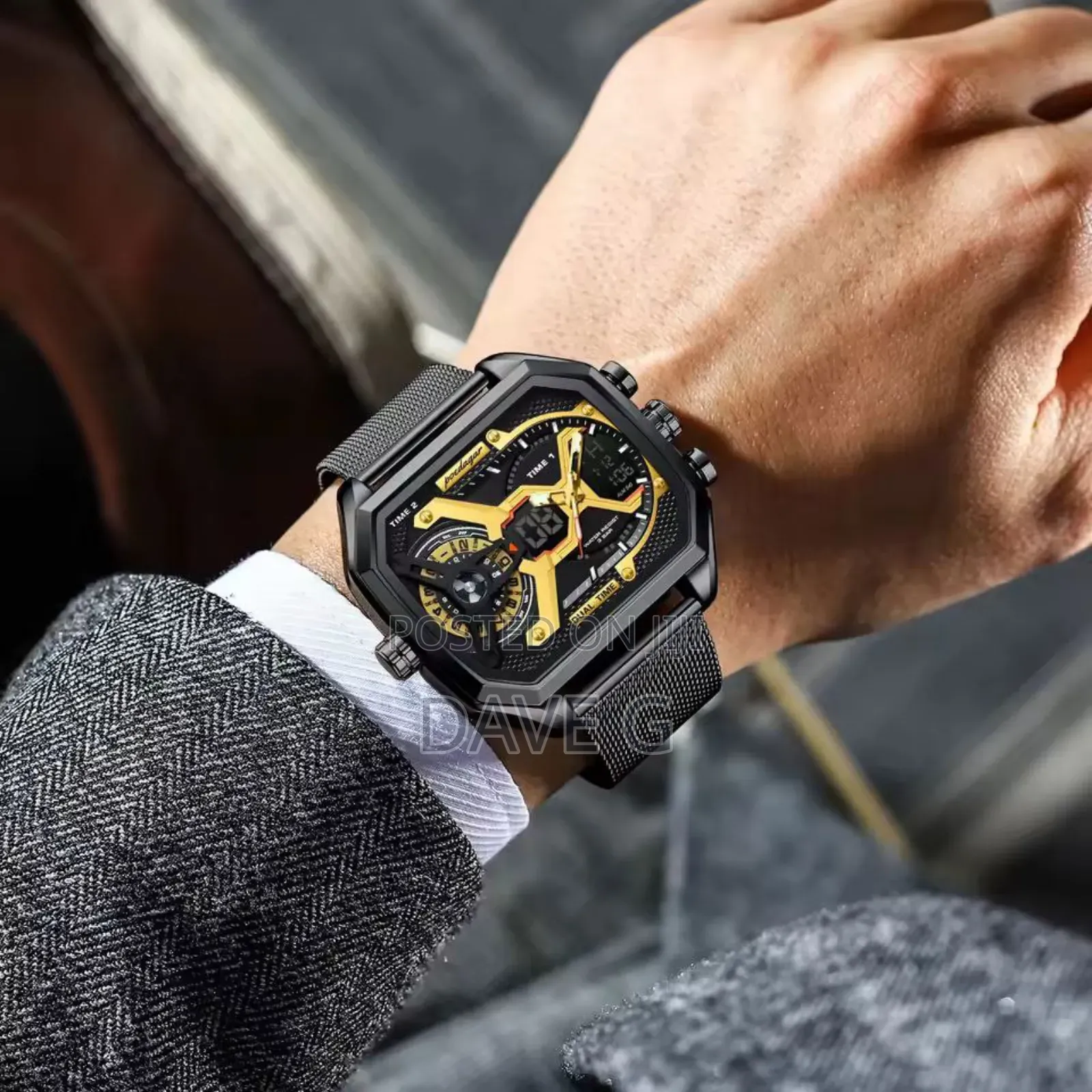 Poedagar Mens Dual Time Chronograph Luxury Wrist Watch for Men Watch