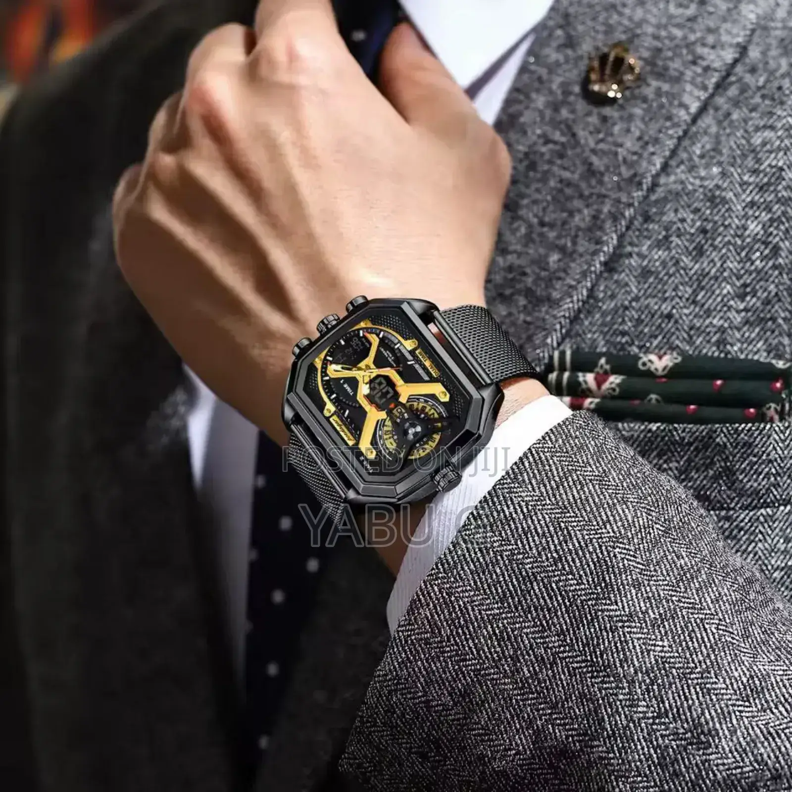 Poedagar Fashion Men Clock Rectangle Waterproof Date