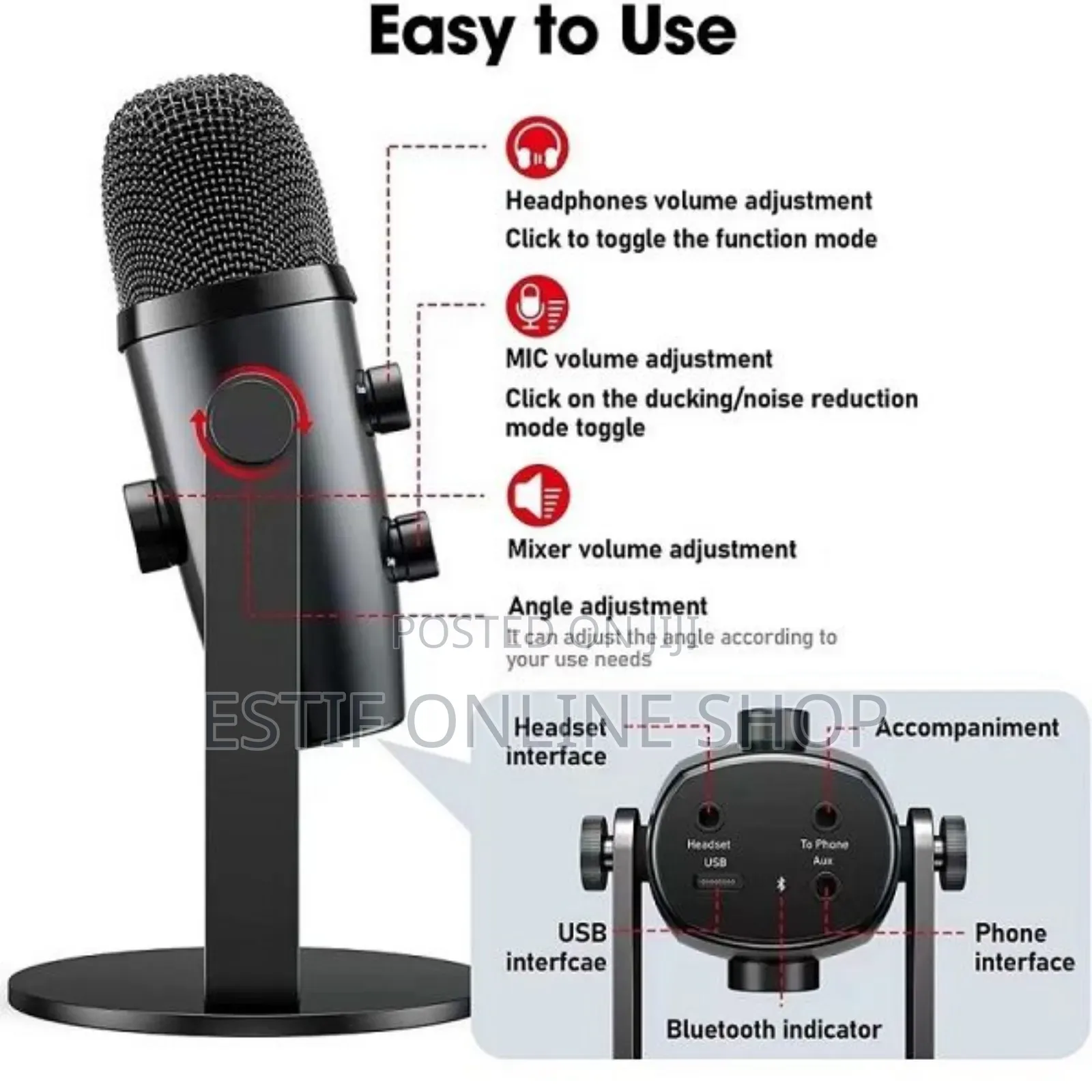 Jmary Mc-Pw10 Condenser Streaming Usb Microphone