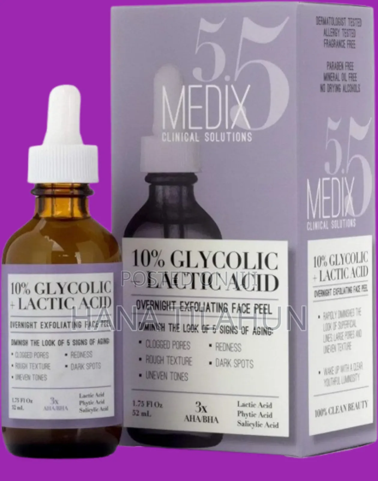 Medix 5.5 10% Glycolic + Lactic Acid Overnight Exfoliating Face Peel