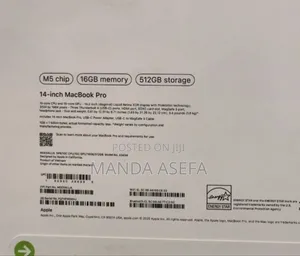 New Laptop Apple MacBook Pro 16GB Apple M5 SSD 512GB