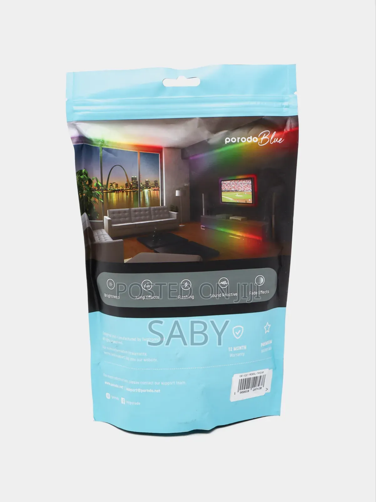 Porodo Blue Sound Reactive Rgb Strip Light With Remote Control