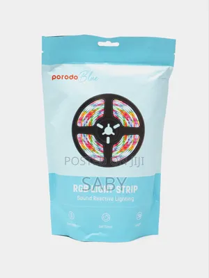 Porodo Blue Sound Reactive Rgb Strip Light With Remote Control