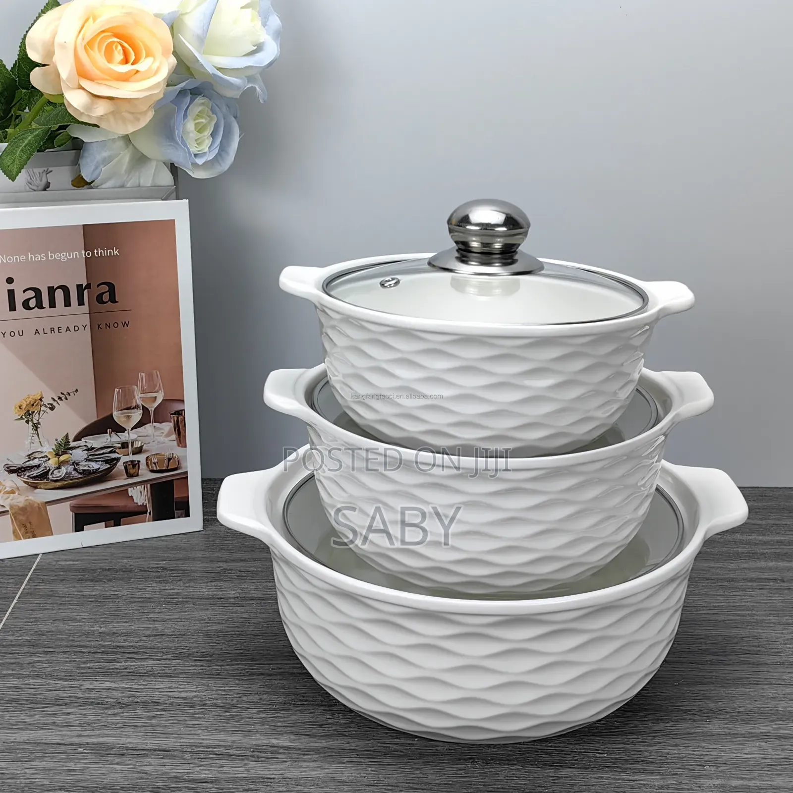 3 Set Ceramic Soup Pot