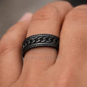 Black Chain Ring – Stainless Steel