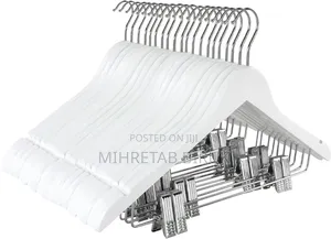 Imported 100%Wooden Premium Hanger With Clips (12pc) 3100