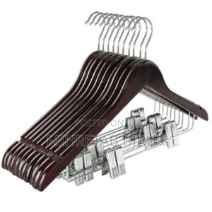 Imported 100%Wooden Premium Hanger With Clips (12pc) 3100