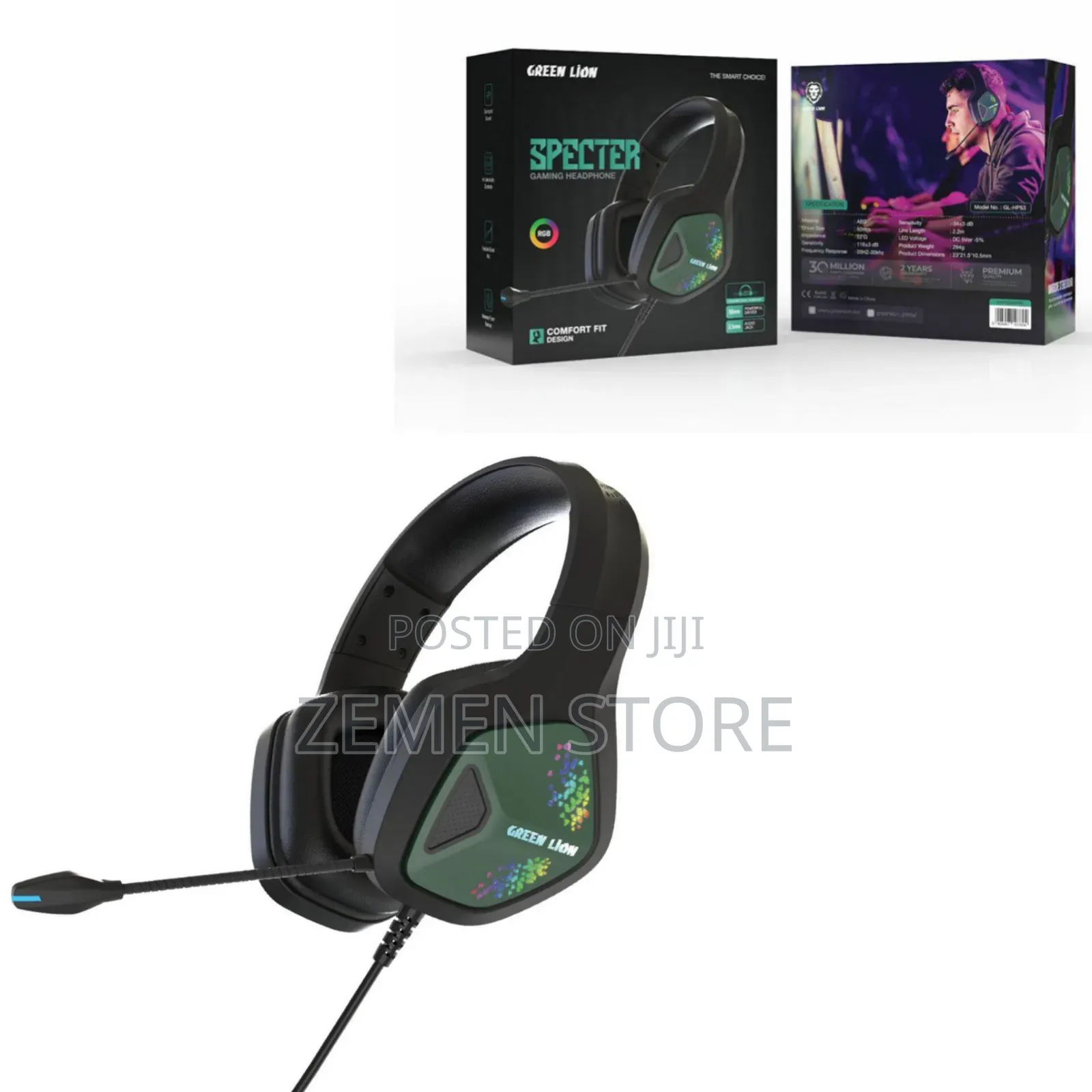 Green Lion Specter Gaming Headphones | ባለ RGB የጌሚንግ ሄድፎን