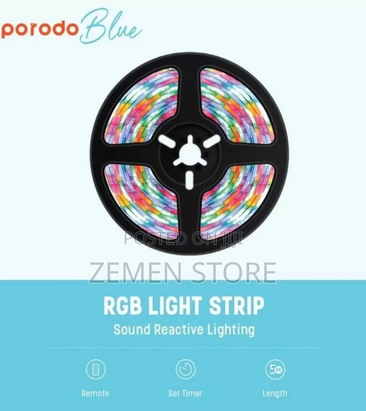 Porodo Blue RGB Smart Light Strip | ባለ 5 ሜትር የከለር መብራት