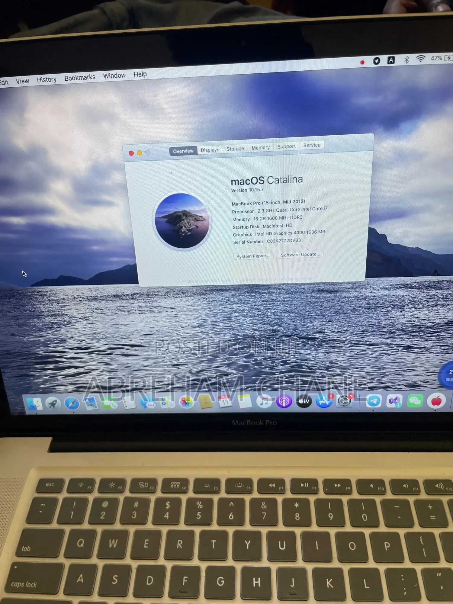 Laptop Apple MacBook Pro 2012 16GB Intel Core 5 HDD+SSD 2T