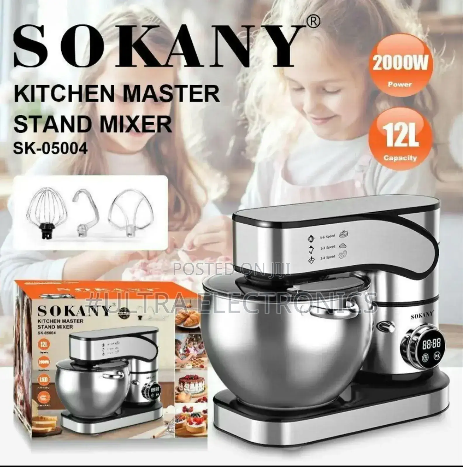 Sokany Sk-05004 Stand Mixer With 12 Speeds 12l Capacity and Pulse