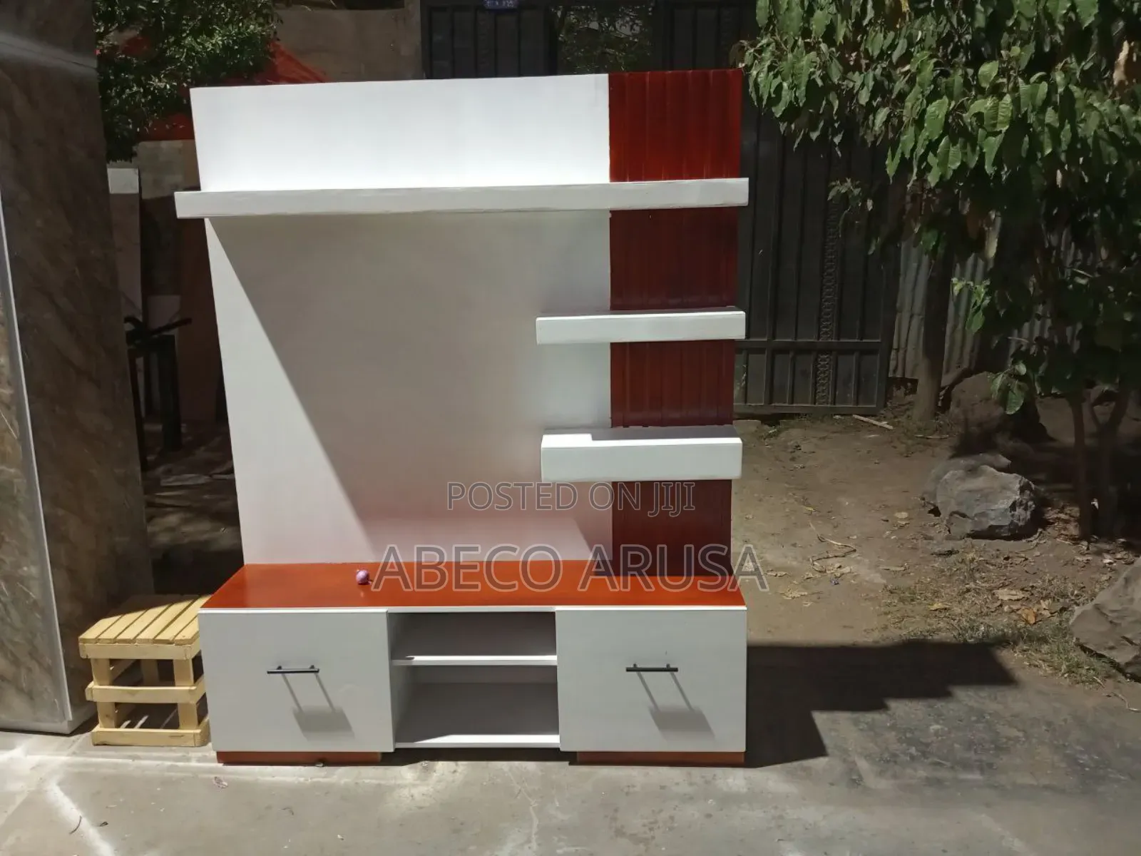 Wooden Tv Stand With Shelves and Drawers