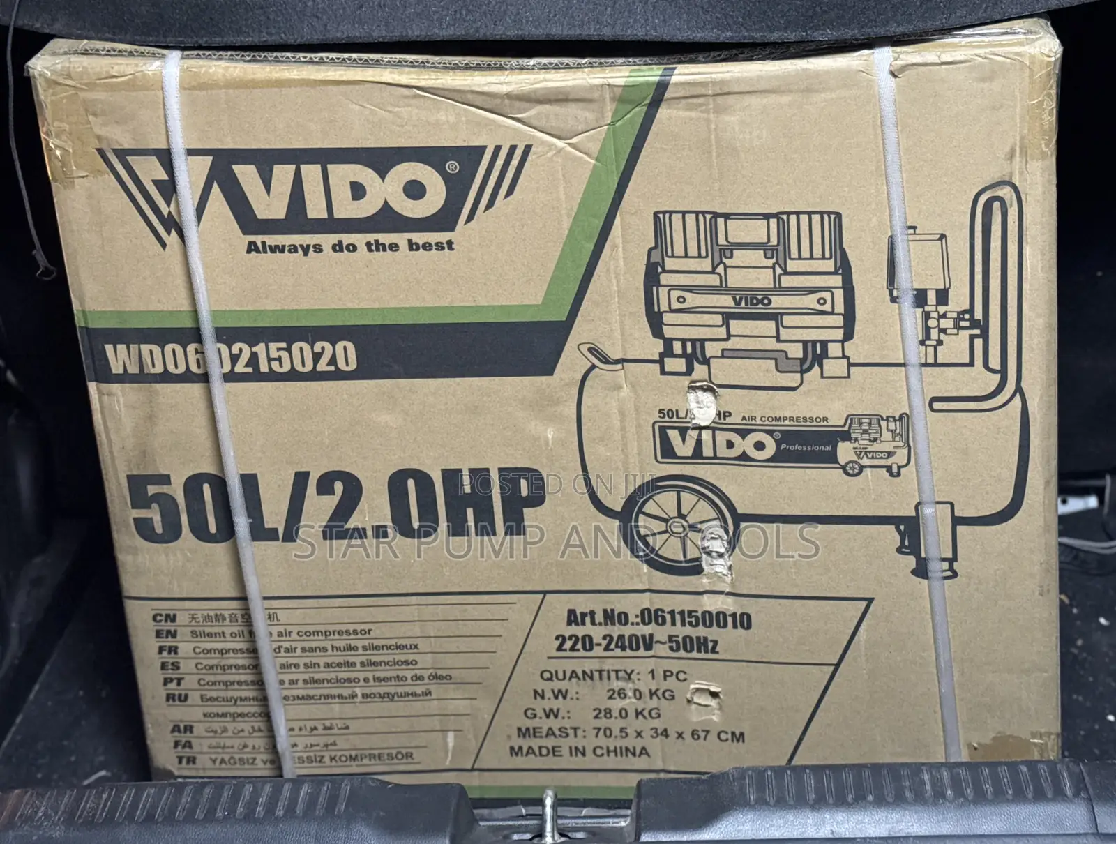 Vido Silent Air Compressor 50l/2hp