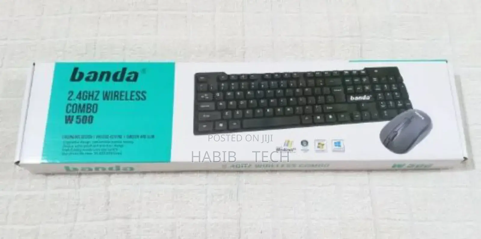 Banda 2.4ghz Wireless Keyboard Mouse Combo – Full Size, Plug Play