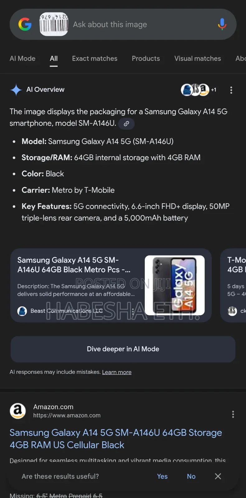 New Samsung Galaxy A14 5G 64 GB Black
