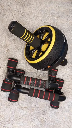 Push Up Stand + Abs Roller Together