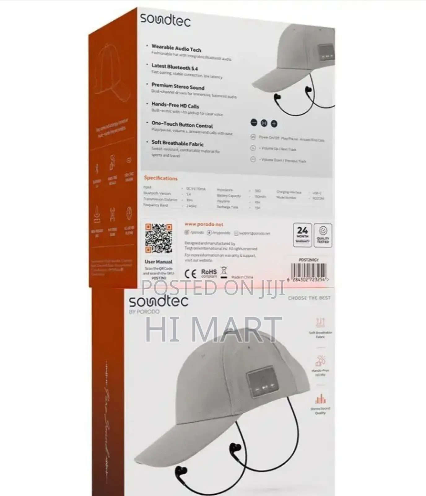 Porodo Sport Cap With Wireless Bluetooth Audio