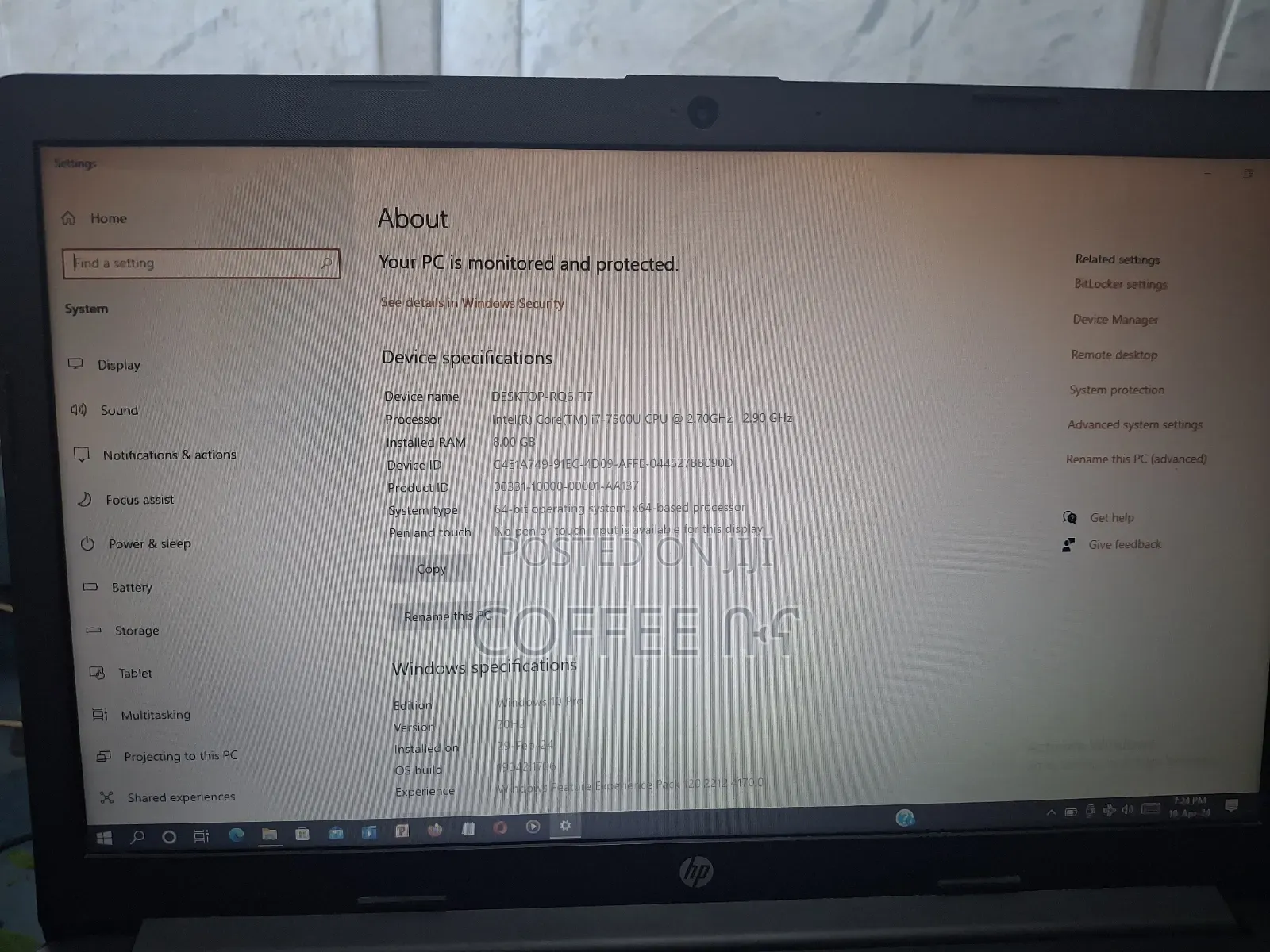 Laptop HP 15-da2933nia 8GB Intel Core i7 HDD 1T