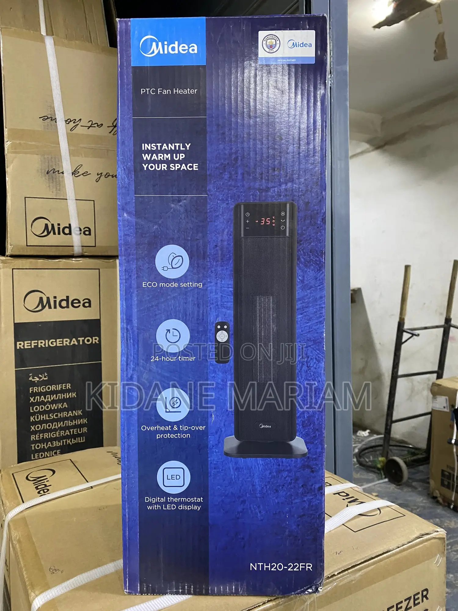 Midea Ptc Tower Fan Heater – 2000w, Eco Mode, 24-hour Timer